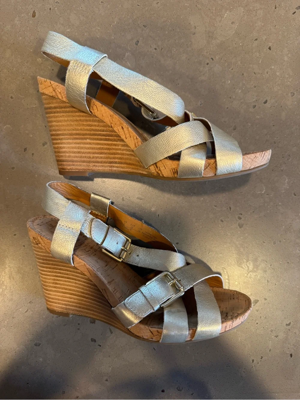 Franco Sarto Metallic Gold Wedge Sandals